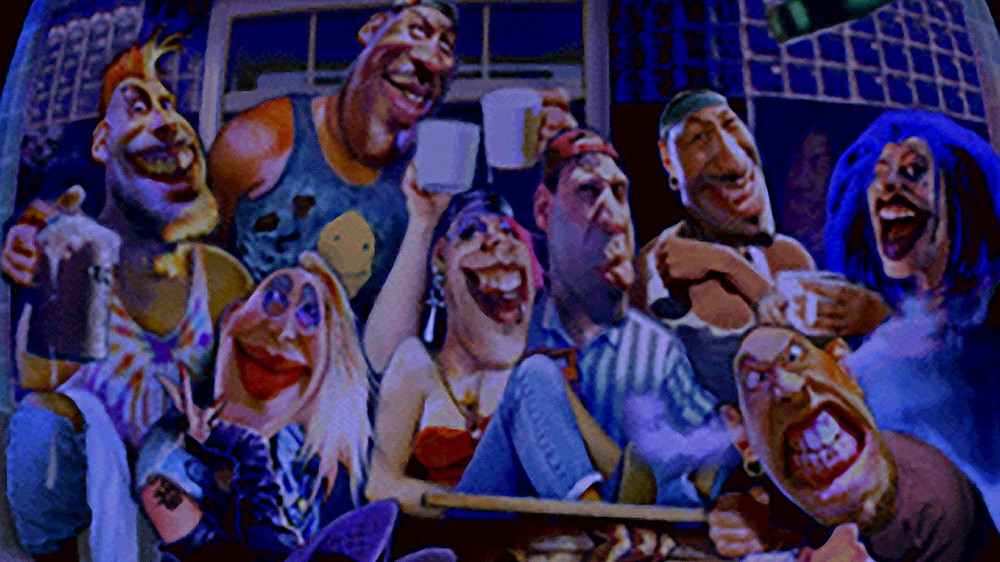 FMV still: the Restroom's cast of characters